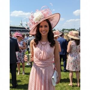 Elegant Pink Polka Dot Maxi Dress